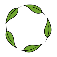 leaves in circle botanical herb natural vector illustration