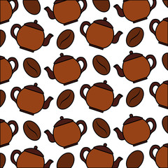 coffee maker and beans coffee pattern design vector illustration