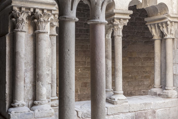 Fototapeta premium Cloister of romanesque monastery Sant Pau del Camp, located in raval quarter. Barcelona.