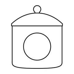 plastic container with cap kitchenware vector illustration outline