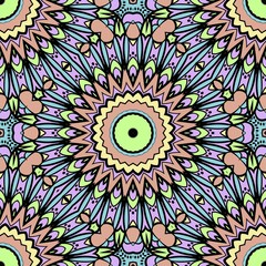 geometric pattern in floral style. Ethnic ornament. Vector illustration. For modern interior design, fashion textile print, wallpaper