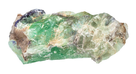 rough green Beryl crystals isolated
