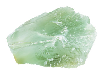 rough Prase (green quartz) stone isolated