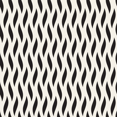 Vector Seamless Black and White Wavy Lines Pattern. Abstract Geometric Background