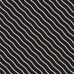 Vector Seamless Black and White Wavy Lines Pattern. Abstract Geometric Background