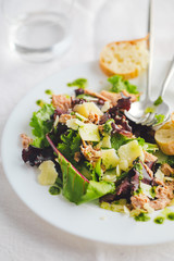 Tuna salad with parmesan and bread