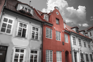 Fototapeta na wymiar old houses on Riga street. Latvia