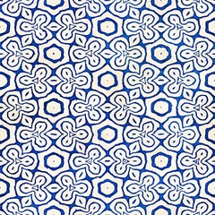 Naklejka premium Native batik seamless watercolor artistic boho style colorful square pattern.