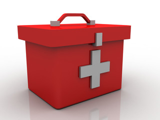 3d rendering First aid kit with office folder