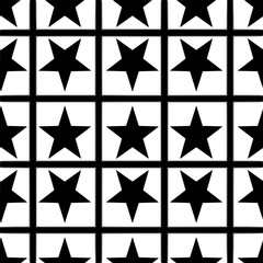 Seamless pattern with five-pointed stars in square 