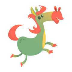 Galloping Cartoon Horse. Vector isolated