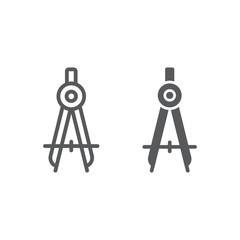 Divider line and glyph icon, school and education, compass sign vector graphics, a linear pattern on a white background, eps 10.