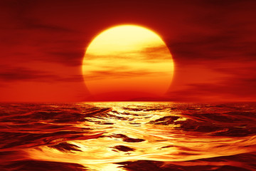 un coucher de soleil sur la mer sauvage