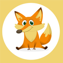Cartoon red fox character, vector illustration, isolated on white background