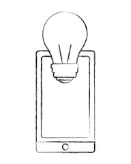 smartphonebulb idea device technology icon vector illustration sketch
