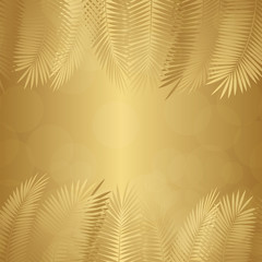 Fototapeta na wymiar Gold Palm Leaf Vector Background. Vector Illustration
