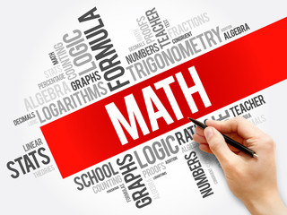 Math word cloud collage, education concept background