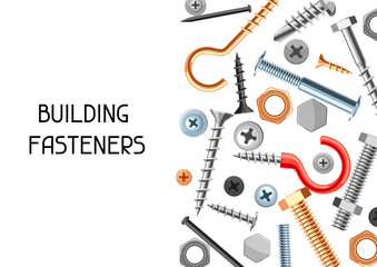 Background with bolts nuts nails.