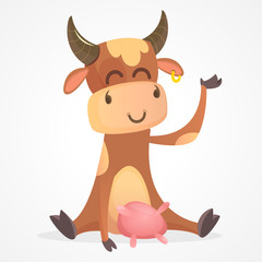 Vector illustration of Cartoon Cow