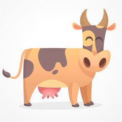 Cartoon cow design icon isolated on white background. Farm animals. Vector illustration