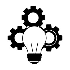 light bulb with gears isolated icon vector illustration design