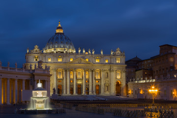 St. Peter's Square at night. Vatican City, Rome, Italy