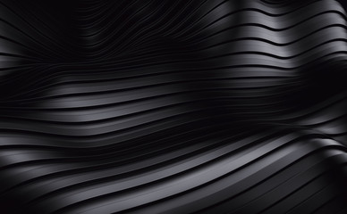 Obraz premium Czarny pasek fale futurystyczne tło. Renderowania 3d