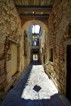 Europe, France, alleyway of Monflanquin in the Lot-et-Garonne.