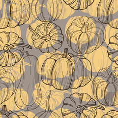  Vector seamless pattern with hand drawn pumpkins