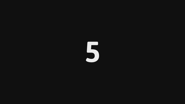 Minimal countdown with tailed lines circling counterclockwise from 10 to 0 seconds. White on balck. Isolated animation.