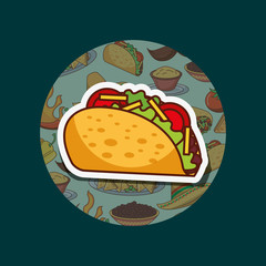 delicious taco fresh hot mexican food vector illustration