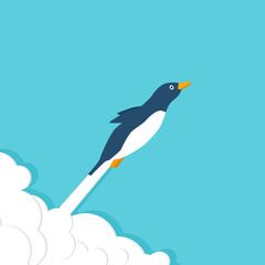 Flying penguin vector