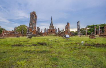 Fototapeta na wymiar One of the world heritage Wat Phra Sri Sanphet Located in Ayutthaya, Thailand.