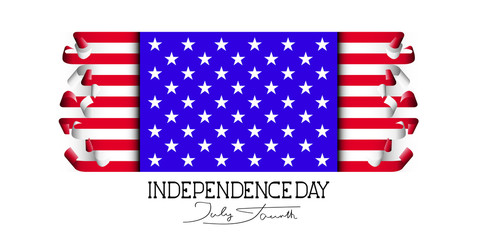 The US independence day. Flag Of The United States Of America. Background and lettering on July 4.