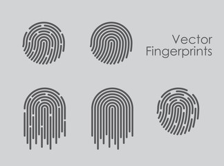 Vector illustration set of fingerprint icons on grey background EPS10