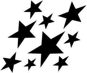 A group of nine black stars with the illusion of movement