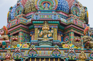Fototapeta na wymiar Exterior decoration of Sri Mahamariamman Temple, Bangkok, Thailand