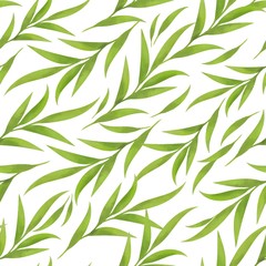 Beautiful watercolor vector pattern with green leaves