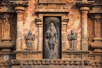 Koshta image of Lingodbhava or Shiva emerging from a linga. Airavatesvara Temple, Darasuram, Tamil Nadu, India