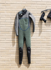 Sweatsuite hanging inside out to dry