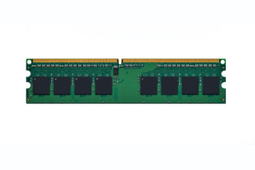 Isolate Computer RAM (Random Access Memory) on white background. DDR SDRAM - double data rate...