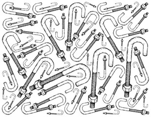 Sketch of J Bolts or Anchor Bolts Background