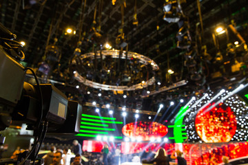 Fototapeta na wymiar Stage lights - Studio prepared for TV show