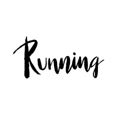 Running hand drawn lettering for designing sport event or marathon or competition of runners or triathlon team or club materials, check list, invitation, poster, banner, logo, printing or website