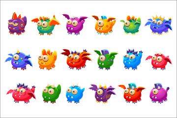 Little Alien Monsters With And Without Wings Set