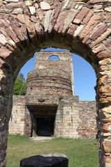 Blast furnace - main part of ruins of 19th century ironworks in Samsonow, Poland
