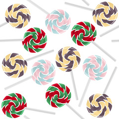 Colorful sweet lollipops seamless pattern. Candy background.