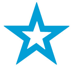 Geommetric five-pointed star in white-blue colors