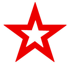 Geommetric five-pointed star in red-white  colors