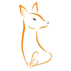 Beautiful and elegant young deer with curls and hearts